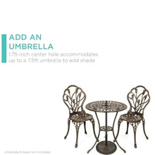 DUYHBAWRS Outdoor Cast Aluminum Patio Bistro Set W Design Antique Finish Copper Outdoor Furniture Set