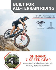 Luckeep 1200W Electric Mountain Bike with Lock, 26" Fat Tire, 48V Battery