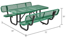 Global Industrial 6'L Rectangular Picnic Table with Backrests, Green