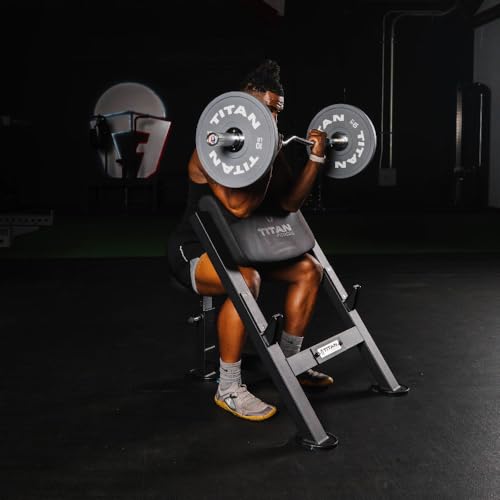 Titan Fitness Seated Preacher Curl Bench Black, Max Load 250 LB, Bicep Curl Support Training