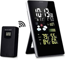 JDXQBLD Weather Station Wireless Indoor Outdoor, 12h Weather Forecast with 1 Outdoor Sensor, Temperature Humidity Monitor Gauge with Weather Clock, HD Color Large Scree