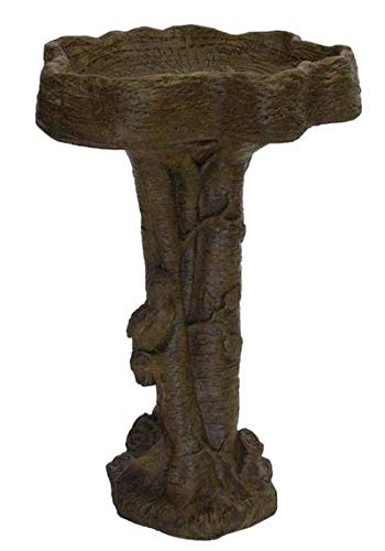 Solid Rock Stoneworks Woodpecker Birdbath- 25" Tall x 18" w x 16" d- Espresso