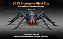30 FT Giant Inflatable Spider Halloween Decoration, Large Black Scary Inflatable Spider with Red Fangs, Built‑in Blower, for Yard Lawn Garden Halloween Party Outdoor Decor