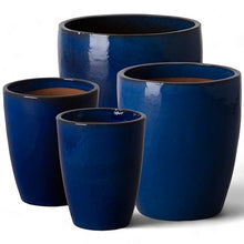 Emissary Home and Garden Bullet 18 in. Blue Ceramic Round Planter (18 in. L x 18 in. W x 21 in. H) with Drainage Hole