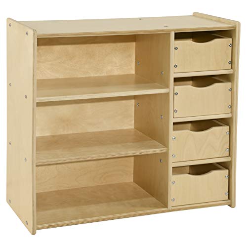 Contender Kids Wooden Bookshelf with Drawers 3-Shelf Organizer