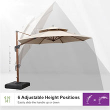 OROTLECT 120'' Round Wood Pattern Cantilever Umbrella,Beige