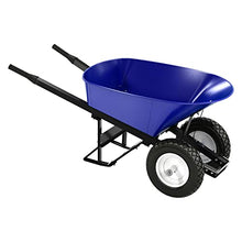 Bon Steel Tray Wheelbarrow 6 cu ft with Double Flat Free Tire and Steel Handles – 18 Gauge Deep Narrow Tray with Stabilizer for Heavy Duty Construction