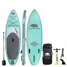 Atoll Inflatable Paddle Board with Premium SUP Stand Up Paddle Board Accessories & Back Pack, Non-Slip Comfort Deck Aqua Marine