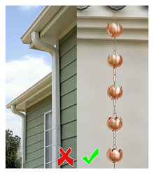 WKNHHL Rain Chain, Adjustable Copper with Multiple Sizes for Downspouts Rain Gutter Front Door Yard Garden Decoration,1 m (3.2ft)