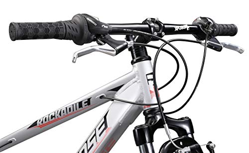 Mongoose Rockadile Kids Hardtail Mountain Bike 24-Inch 21-Speed Silver