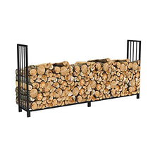 Firewood Rack 8Ft Firewood Rack Outdoor Heavy Duty Log Rack,Home Fireplace Steel Wood Pile Rack Metal Firewood Storage Rack Holder,For Patio Fire Log Stacker Stand Lumber (Black L250*W35*116CM)
