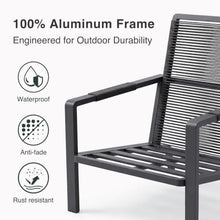 CozyJoy 3 Piece Outdoor Bistro Set, Rattan Patio Furniture with Aluminum Frame & Coffee Table, Waterproof Cushion Fabric, High Elastic Sponge, Grey Terrace Patio Set