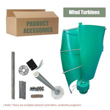 Wind Turbine Generator Kit, 14000W 12V/24V/48V 2 Blade Portable Vertical Helix Wind Power Turbine Generator Kit with Charge Controller, Nature Power System for Marine RV Home Industrial Energy(Teal,12
