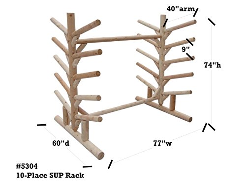 Log Kayak Rack 10 Place SUP Surfboard Rack Canyon Brown Finish