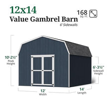 Little Cottage Co. 12x14 Value Gambrel Barn with 6 ft. Sidewalls, Outdoor Wood Storage Shed Do-It-Yourself Precut Kit