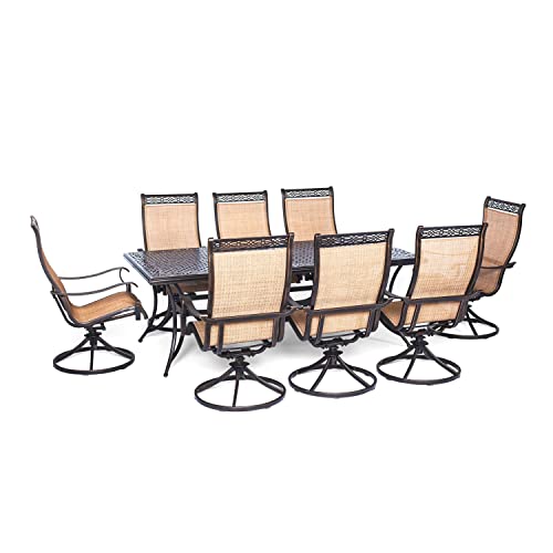 CAMBRIDGE Legacy 9-Piece Outdoor Dining Set with 8 Swivel Rockers Tan