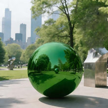 YDJIANCAI Pack of 1 Stainless Steel Gazing Balls, Polished Reflective Smooth Garden Ball Sphere, Colorful and Shiny Addition to Any Garden Or Home Decoration (Green)(Size:22.83in/58cm)