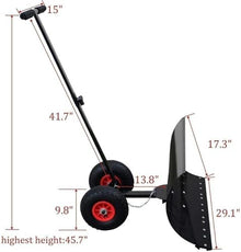 Snow Plow Snow Removal Shovel,Snow Shovel w/Wheels Snow Shovel,for Driveway Doorway Heavy Duty Metal Rolling Snow Plow for Snow Removal,w/Large Blade