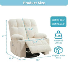 IDEALHOUSE Oversized Rocking Recliner Chair with Heat and Massage, Beige