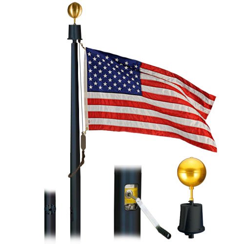 Eder Flag Deluxe IH 25 Foot 5"x3"x.156" Black Finish Flagpole Black Anodized