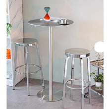 SXBHDM Stainless Steels Bar Table, High Table for Cocktail Bar Pub Coffee Tea Dining Bistro Outdoor Table, Counter Height Dining Table Tall Side Table (Size : 60x60x105cm)