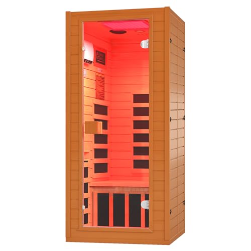 RESTISLAND Full Spectrum Infrared Sauna with Red Light Therapy, 1 Person