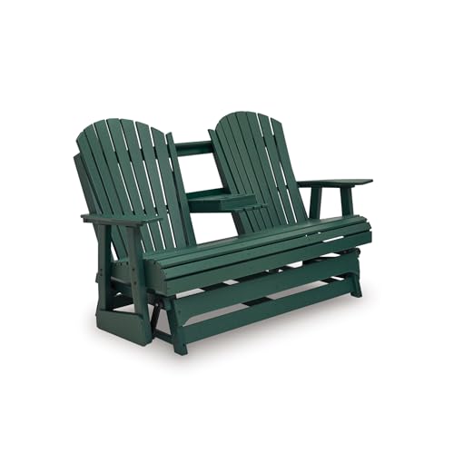 Signature Design by Ashley Outdoor Adirondack Patio Glider Bench, Green