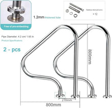 Pool Handrail Stair Railing - Complete kit,304 Stainless Steel Swimming Pool Grab Rail,for Indoor Outdoor Pools Spa Water Park,80 × 80 cm Safey Handle