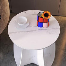 WAOCEO Side Table 17.7'' Side Table, White End Table Ideal for Living Room Bedroom, Plant Stand for Balcony,Side Tables Small Coffee Table for Indoor & Outdoor End Table