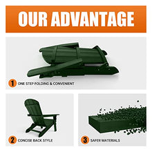 YEFU Foldable Oversized Adirondack Chair Set of 4 with Cup Holder, Weather Resistant, Green