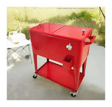 80QT Rolling Cooler Cart with Wheels Heavy Duty Portable Ice Chest for Drinks Outdoor Patio Party Cart with Bottle Opener and Shelf