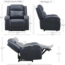 HTERWQEA Wall Hugger Electric Recliner Chair with USB Charging Ports, Navy