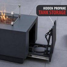 AMS 66" Rectangular Propane Fire Pit for Outdoor Patio (Dark Gray, Bundle)