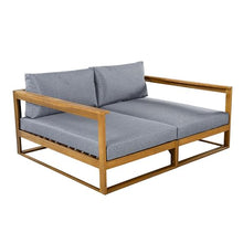 Christopher Knight Home Acacia Wood Outdoor Daybed Patio Sofa, Double Outdoor Lounge Chairs Patio Sofa with Cushions & Armrest, Patio Lounger Outdoor Couch for Backyard Pool Deck, 600 lbs, Grey +Teak