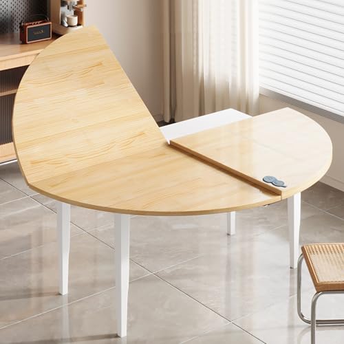 DESALAI Large Wooden Four-fold Foldable Round Tabletop,Wooden Trays for Food,Table top Extender,Outdoor Table top,Household Dining ，with 10 People(200cm/78.7in)