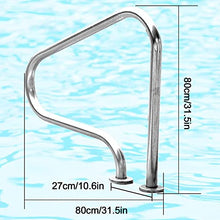 WUHUQN Swimming Pool Hand Rail 440lbs Load Capacity Handle for Ground Swimming Pool 304 Stainless Steel Stair Pool Hand Rail, Silver