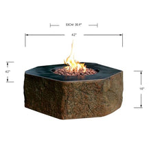 Elementi Columbia Concrete Fire Pit 42" x 42" Outdoor Patio Firepit Includes Lava Rocks Modern Fire Pits & Outdoor Fireplaces for Garden, Deck, Indoor & Outdoor Heating