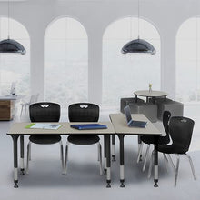 Regency Kee Height Adjustable Classroom Table Set with 18" Andy Chairs Maple/Black
