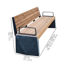 ZTHYSHXA Park Bench Backrest Armrests Wood Bench with Stainless Steel Metal Fram for Indoor Outdoor(Medium)
