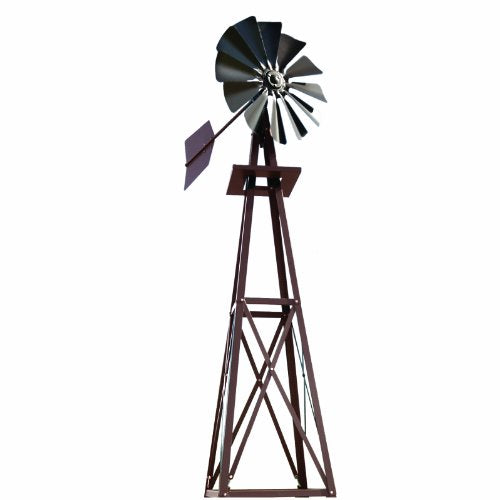 Outdoor Water Solutions Decorative Backyard Windmill – Bronze Finish – Durable Weather-Resistant 4-Leg Tower with Anchoring Stakes – Lawn & Garden Décor – 8ft 3in