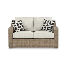 Signature Design by Ashley Beachcroft Outdoor Loveseat with Cushions Dark Brown & Beige