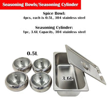 EQCOTWEA Stainless Steel Liquefied Gas Commercial Food Cart, 9-in-1 Fountain Hot Pot Snack Cooker with 4 Spice Boxes & 1 Condiment Basin, Mobile Street Vendor Trailer for Cooking Beef Pork Meat