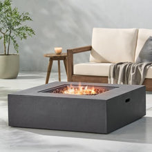 Christopher Knight Home Aidan Outdoor 50,000 BTU Square Fire Pit (No Tank Holder) - Lightweight Concrete - Dark Gray