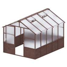 8x10 FT Walk-in Greenhouse Kit – Wood Frame with 6MM Polycarbonate Panels, Adjustable Vent & Lockable Door, Heavy Duty Cedar Greenhouse for Backyard, Garden, Patio
