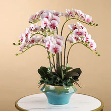 QQWW Artificial Phalaenopsis Orchid Bonsai Faux Flowers with Vase Flowers Arrangement 9 Head PU Bonsai for Home Office Table Decor (Color : White)