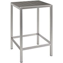 Modway Shore Aluminum 3-Piece Outdoor Patio Pub Bistro Set Silver Gray