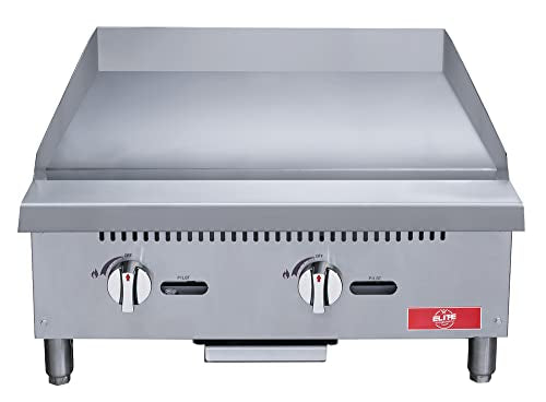 Commercial Countertop Griddle, ETL 24" Flat Top Grill Natural Gas (NG) / Propane, 2 Burners - 60000BTU