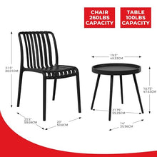 Costaelm Sunshine 3-Piece Outdoor Patio Bistro Balcony Furniture Set with Stackable Chairs, Black