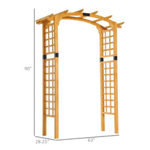 Wooden Garden Arbor Arch with Trellis Wall and Ground Stakes for Growing Flowers, Plants, Outdoor Archway with Pergola Style and Solid Wood Frame for Backyard, Garden