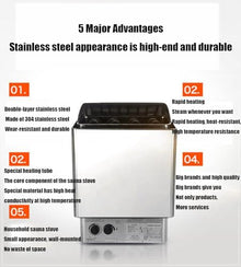 GTANND Sauna Stove Sauna Steam Room Heating Equipment,Stainless Steel Electric Sauna Stove,Dry Steam Bath Sauna Stove,Electric Sauna Heaters,Promote Body Sweating and Excretion 9.0KW/220V